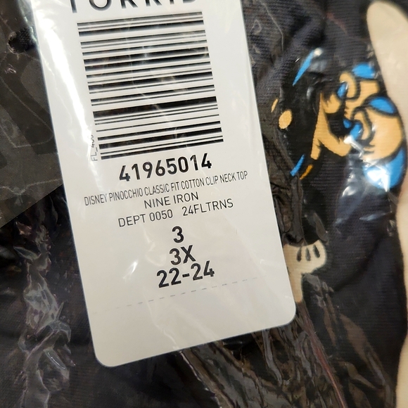 ❤️NWT VINTAGE TORRIID TEE - DISNEY PINOCCHIO KNOTCH CLIP NECK TOP - PLUS SIZE - Picture 5 of 13